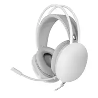 Mars Gaming MH-GLOW Blanco, Auriculares 360° Full Chroma RGB Flow, Micrófono Cance