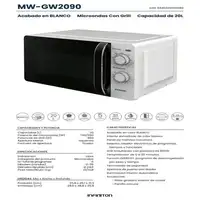 Microondas Infiniton MW-GW2090, 20 l, 700 W, DEFROST, Grill, Blanco