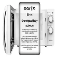 Microondas Infiniton MW-GW2090, 20 l, 700 W, DEFROST, Grill, Blanco