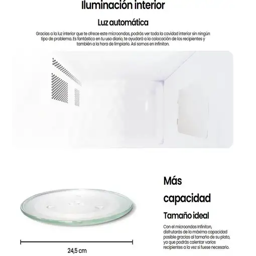 Microondas Infiniton MW-GW2090, 20 l, 700 W, DEFROST, Grill, Blanco