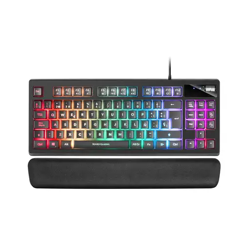 Mars Gaming MKAXES Teclado Compacto TKL H-Mech, Iluminación RGB 9 Efectos, Reposam