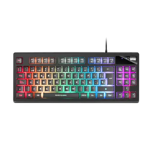Mars Gaming MKAXES Teclado Compacto TKL H-Mech, Iluminación RGB 9 Efectos, Reposam