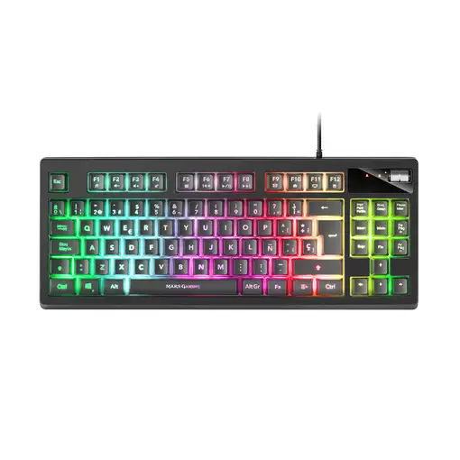 Mars Gaming MKAXES Teclado Compacto TKL H-Mech, Iluminación RGB 9 Efectos, Reposam