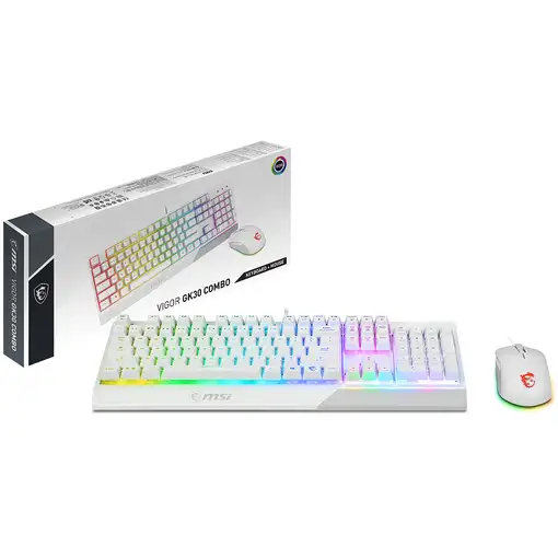 MSI Vigor GK30 Combo White teclado Ratón incluido Juego USB QWERTY Italiano Blanco