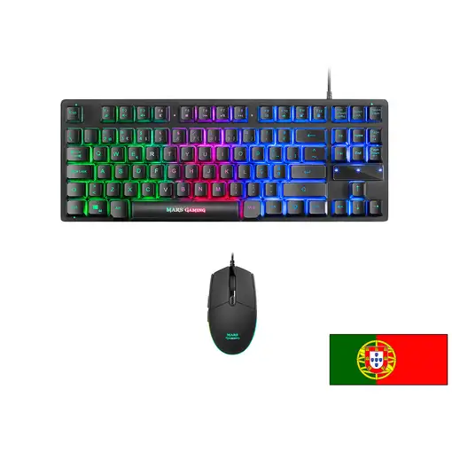 Mars Gaming MCPTKLPT, Combo RGB Teclado y Ratón, Diseño TKL, Layout Portugués