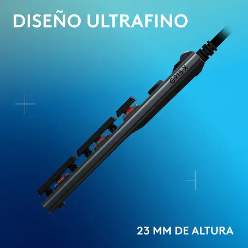 Logitech G Teclado mecánico para gaming con cable de perfil bajo G915 X, teclas de