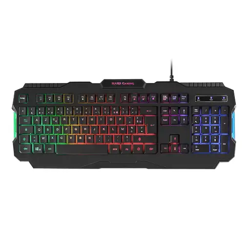 Mars Gaming MRK0FR, Teclado Gaming, Iluminación RGB Rainbow, Antighosting, Idioma