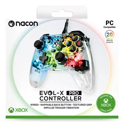 NACON EVOL-X Pro Light Transparente USB Gamepad PC, Xbox One, Xbox Series S, Xbox
