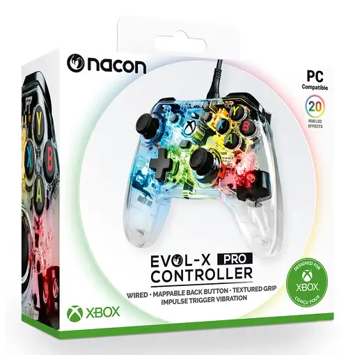 NACON EVOL-X Pro Light Transparente USB Gamepad PC, Xbox One, Xbox Series S, Xbox
