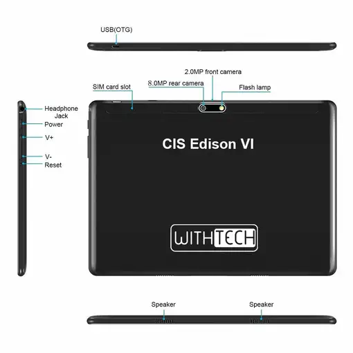 Withtech CIS Edison VI 10' 6/64GB 4G Deca core Negra + funda
