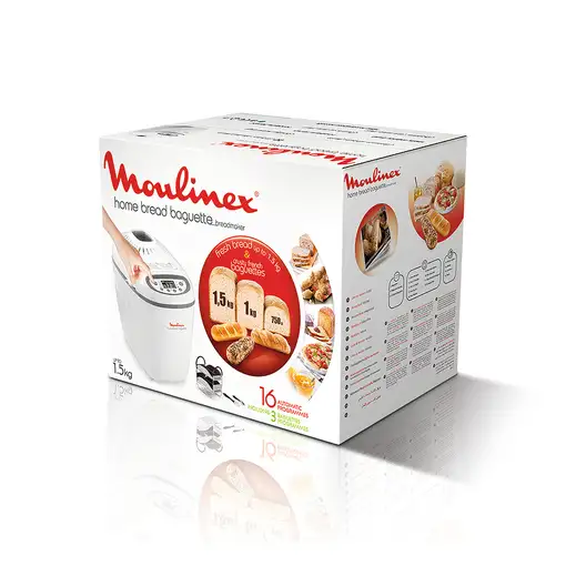 Moulinex OW6101 panificadora 1650 W Blanco, Gris