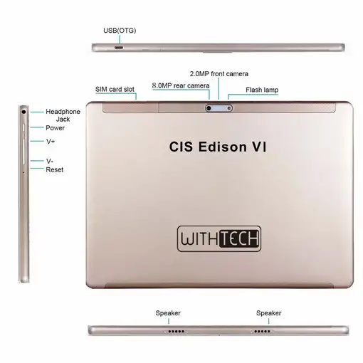 Withtech CIS Edison VI 10' 6/64GB 4G Deca core Dorada + funda