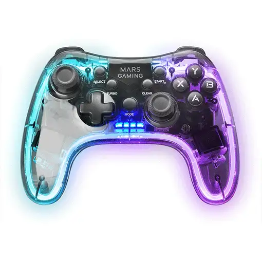 Mars Gaming Gamepad Inalámbrico 2.4GPRO, Neon RGB, Vibración Háptica Dual, Joystic
