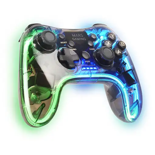 Mars Gaming Gamepad Inalámbrico 2.4GPRO, Neon RGB, Vibración Háptica Dual, Joystic