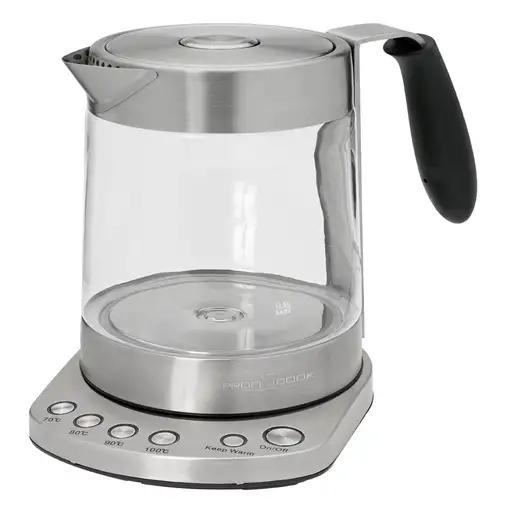 ProfiCook PC-WKS 1020 G tetera eléctrica 1,7 L 3000 W Negro, Acero inoxidable