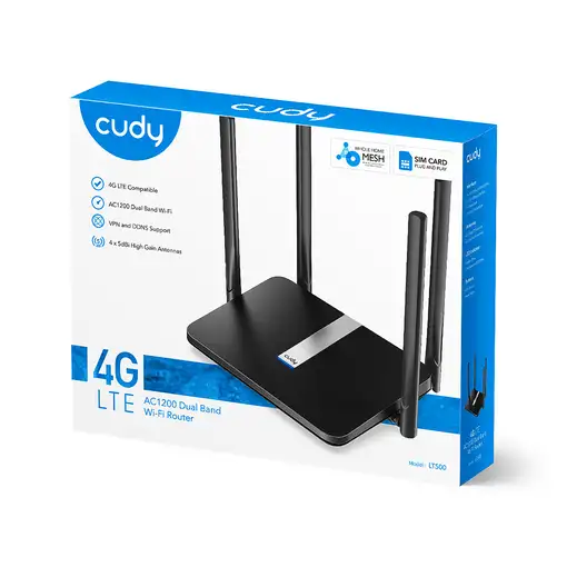 Cudy LT500 router inalámbrico Ethernet rápido Doble banda (2,4 GHz / 5 GHz) 4G Neg
