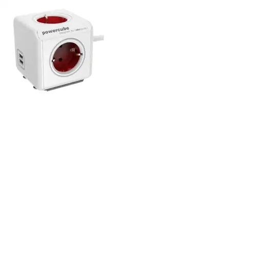 Allocacoc 1406RD/DEEUPC base múltiple 1,5 m 4 salidas AC Rojo, Blanco