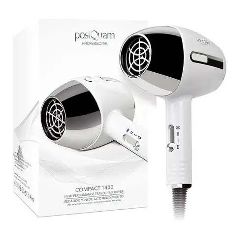 PostQuam PQPAE1002 secador 1400 W Plata, Blanco