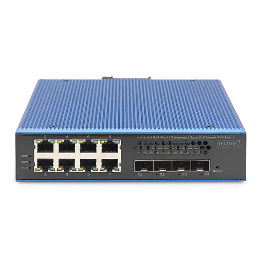 Digitus Conmutador PoE industrial L3 Managed Gigabit Ethernet de 8 + 4 puertos Upl