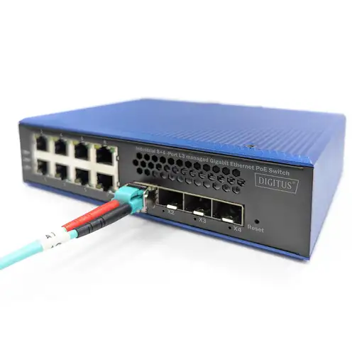 Digitus Conmutador PoE industrial L3 Managed Gigabit Ethernet de 8 + 4 puertos Upl