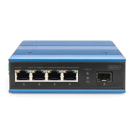 Digitus Conmutador de red Fast Ethernet de 4 puertos, industrial, no gestionado, 1