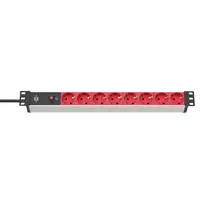 Brennenstuhl 1390007118 base múltiple 2 m 8 salidas AC Interior Negro, Rojo