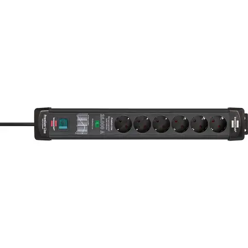 Brennenstuhl 1951160400 base múltiple 1,8 m 6 salidas AC Interior Negro