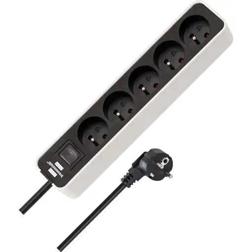 Brennenstuhl 1153254520 base múltiple 5 m 5 salidas AC Interior Negro, Blanco