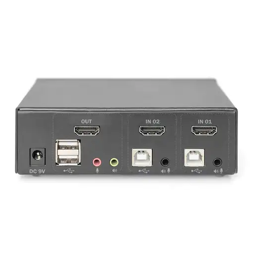 Digitus Conmutador KVM, 2 puertos, pantalla simple, 4K, HDMI®