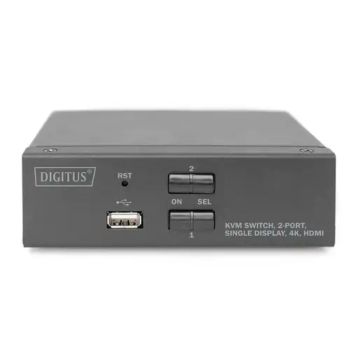 Digitus Conmutador KVM, 2 puertos, pantalla simple, 4K, HDMI®