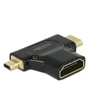 DeLOCK HDMI-A/HDMI Mini-C+ Micro-D, F/M+M Mini-HDMI + Micro-HDMI Negro