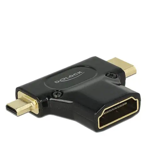 DeLOCK HDMI-A/HDMI Mini-C+ Micro-D, F/M+M Mini-HDMI + Micro-HDMI Negro