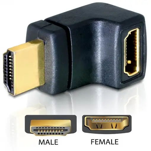 DeLOCK HDMI Stecker > HDMI Buchse 90° oben HDMI 1.3 Negro