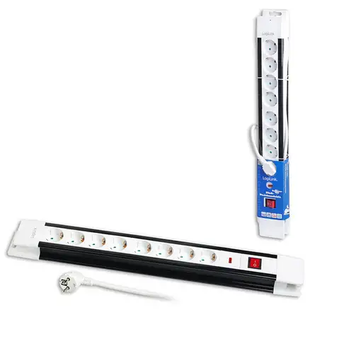 LogiLink LPS207 base múltiple 3 m 8 salidas AC Negro, Blanco
