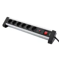 Olympia SL 2625 S base múltiple 1,5 m 6 salidas AC Interior Negro, Plata