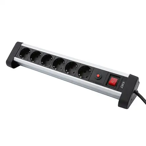 Olympia SL 2625 S base múltiple 1,5 m 6 salidas AC Interior Negro, Plata