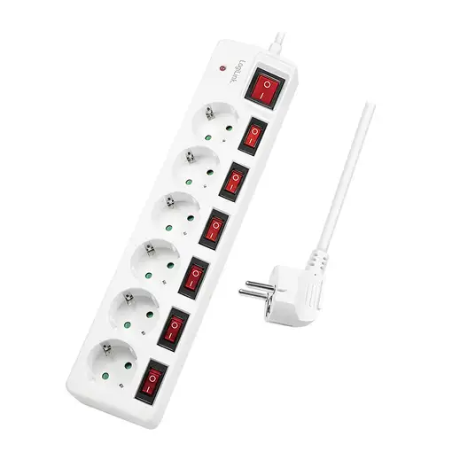 LogiLink LPS250 base múltiple 1,5 m 6 salidas AC Interior Blanco