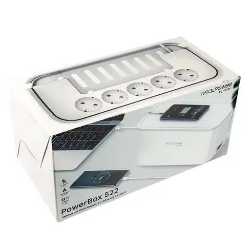 RealPower PowerBox 522 base múltiple 1,5 m 5 salidas AC Interior Blanco