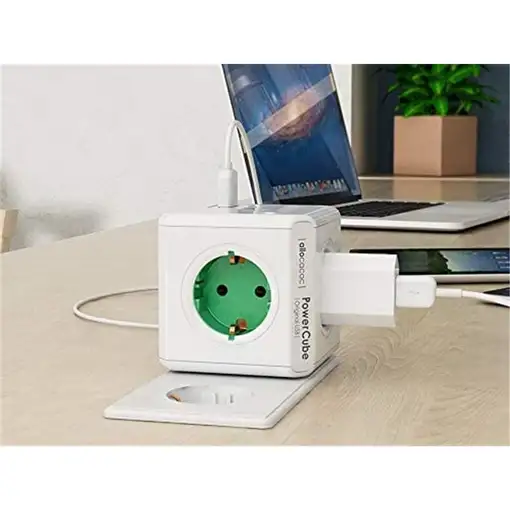 Allocacoc PowerCube Original USB base múltiple 4 salidas AC Interior Rojo, Blanco