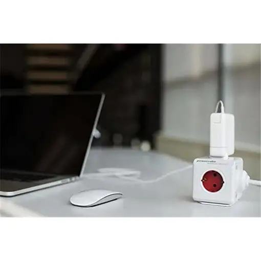 Allocacoc PowerCube Original USB base múltiple 4 salidas AC Interior Rojo, Blanco
