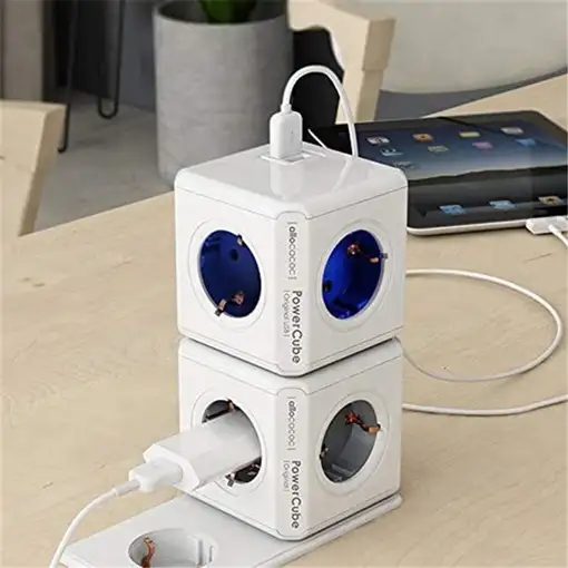 Allocacoc PowerCube Original USB base múltiple 4 salidas AC Interior Rojo, Blanco
