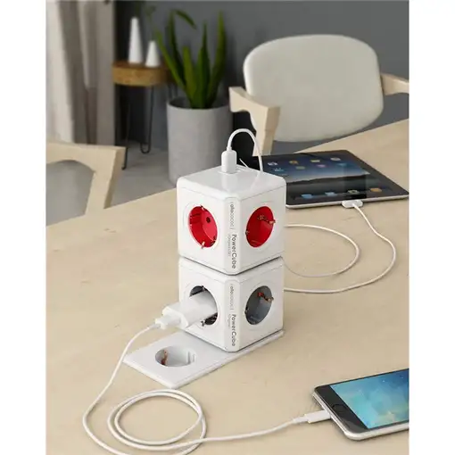 Allocacoc PowerCube Original USB base múltiple 4 salidas AC Interior Verde, Blanco