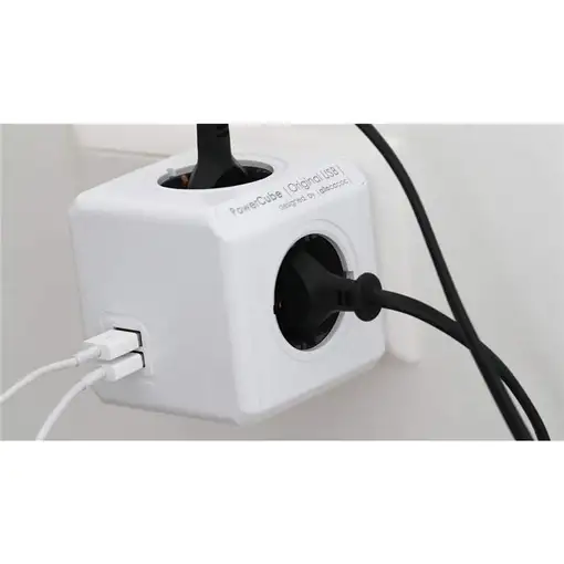 Allocacoc PowerCube Original USB base múltiple 4 salidas AC Interior Verde, Blanco
