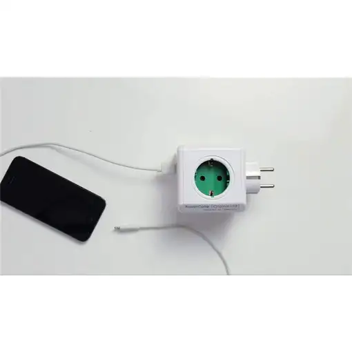 Allocacoc PowerCube Original USB base múltiple 4 salidas AC Interior Verde, Blanco