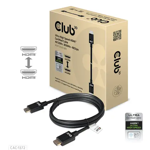 CLUB3D Ultra High Speed HDMI 4K120Hz, 8K60Hz Certified Cable 48Gbps M/M 2 m / 6.56