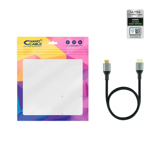 Nanocable Cable HDMI 2.1 Certificado ULTRA HIGH SPEED A/M-A/M, Negro, 2 m