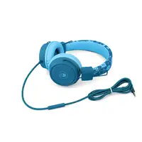 Auriculares infantiles con cable, protección de volumen y micrófono verde/azul