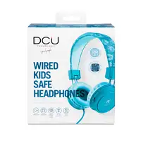 Auriculares infantiles con cable, protección de volumen y micrófono verde/azul