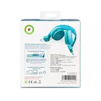 Auriculares infantiles con cable, protección de volumen y micrófono verde/azul