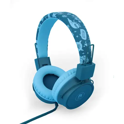 Auriculares infantiles con cable, protección de volumen y micrófono verde/azul